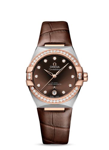 Omega Master Chronometer 36 Stainless Steel / Sedna Gold / Diamond / Brown / Strap
